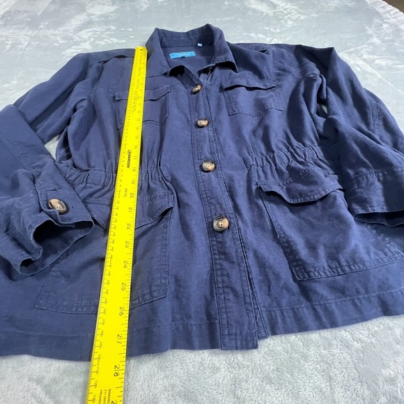 Draper James Womens Linen Safari Jacket Size XL Old Money Coastal Casual Blue - Picture 4 of 12